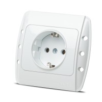 Priza Schuko 16A alb cu contact de protectie - gama Zirve - detaliu