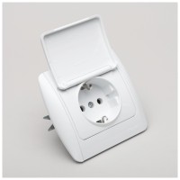 Priza Schuko cu capac 16A alb, gama Zirve - Elbi - imagine 5
