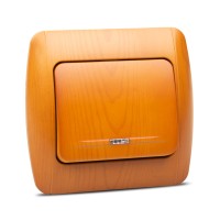 Intrerupator simplu 10A cu indicator LED, stejar, gama Zirve - detaliu