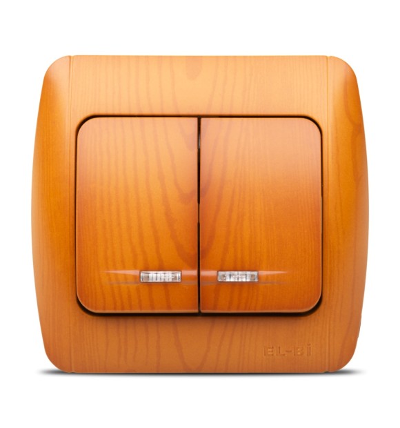 Comutator 10A cu LED stejar, gama Zirve