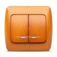 Comutator 10A cu LED stejar, gama Zirve