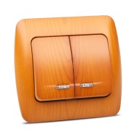 Comutator 10A cu LED stejar, gama Zirve - vedere laterala