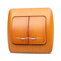 Comutator 10A cu LED stejar, gama Zirve - detaliu
