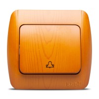 Intrerupator sonerie 10A stejar Zirve, buton cu revenire