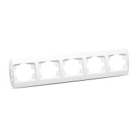 Rama 5 posturi alb Zirve, plastic ABS pentru aparataj modular - vedere laterala