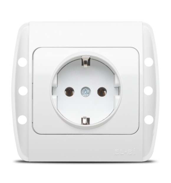 Priza Schuko 16A alb Zirve, cu contact de protectie