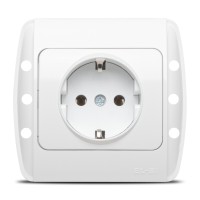 Priza Schuko 16A alb Zirve, cu contact de protectie