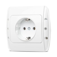 Priza Schuko 16A alb Zirve, cu contact de protectie - detaliu