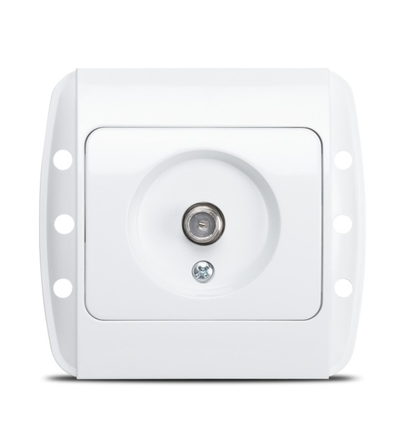 Priza TV alb Zirve, conector tip F, montaj ingropat - Elbi