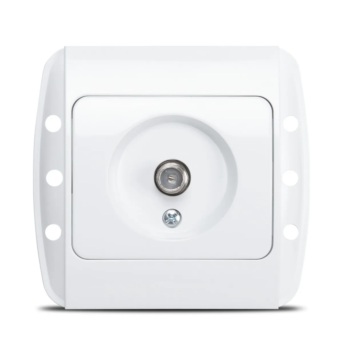 Priza TV alb Zirve, conector tip F, montaj ingropat - Elbi