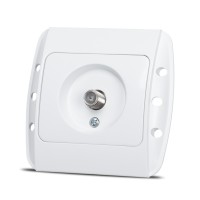 Priza TV alb Zirve, conector tip F, montaj ingropat - Elbi - vedere laterala