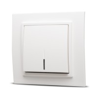Intrerupator simplu cu indicator LED 10A alb, gama Zena - vedere laterala