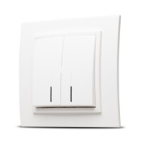 Comutator 10A cu indicator LED, alb, gama Zena - Elbi - vedere laterala