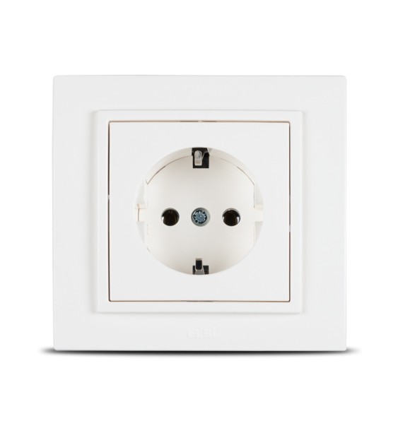 Priza Schuko 16A alb cu contact de protectie - gama Zena