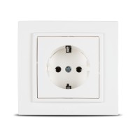 Priza Schuko 16A alb cu contact de protectie - gama Zena