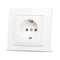Priza Schuko 16A alb cu contact de protectie - gama Zena - vedere laterala
