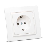 Priza Schuko 16A alb cu contact de protectie - gama Zena - detaliu