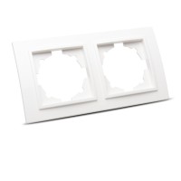 Rama 2 posturi alb Zena, ornament plastic pentru aparataj Elbi - detaliu