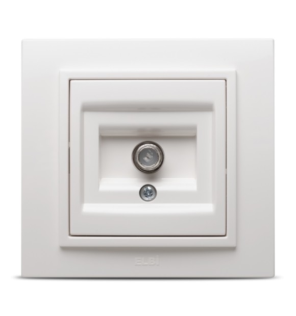 Priza TV alb Zena, conector coaxial tip F - ELBI
