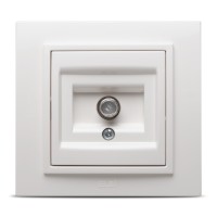 Priza TV alb Zena, conector coaxial tip F - ELBI