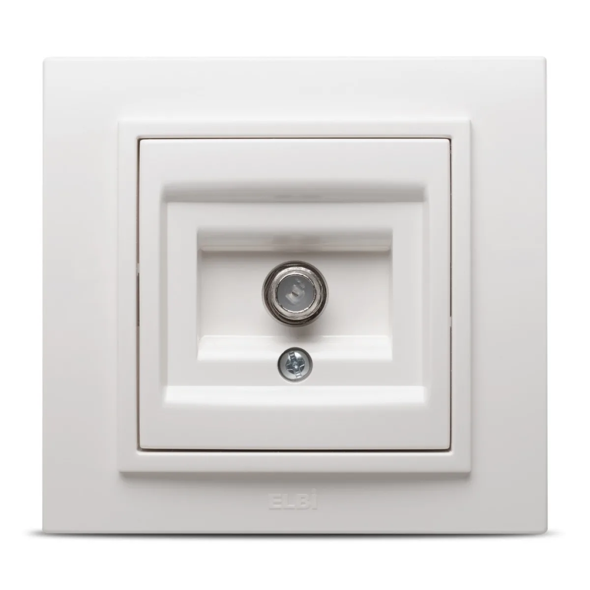 Priza TV alb Zena, conector coaxial tip F - ELBI