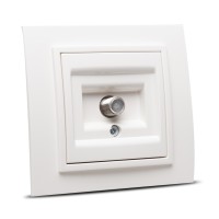 Priza TV alb Zena, conector coaxial tip F - ELBI - detaliu