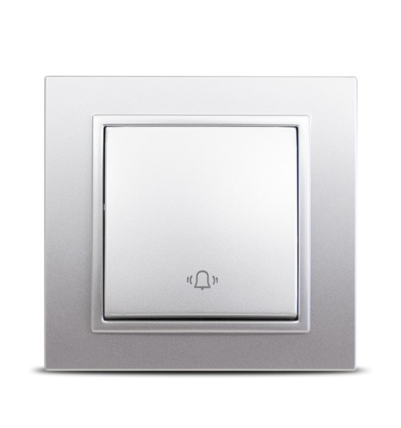Intrerupator sonerie 10A gri metalizat Zena - buton cu revenire