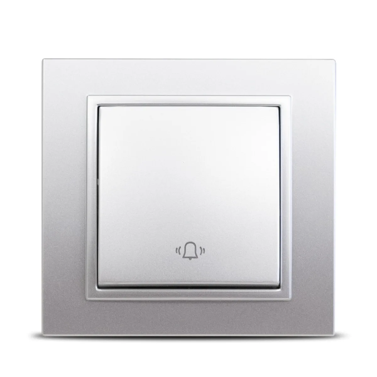 Intrerupator sonerie 10A gri metalizat Zena - buton cu revenire