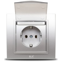 Priza Schuko cu capac 16A gri metalizat Zena - ELBI - vedere laterala