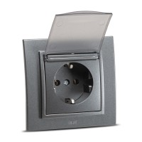 Priza Schuko cu capac 16A fume, gama Zena - ELBI - ambalaj