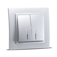 Comutator 10A gri metalizat cu LED, gama Zena - Elbi - vedere laterala