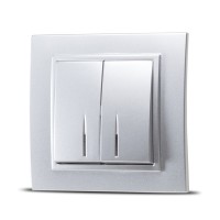 Comutator 10A gri metalizat cu LED, gama Zena - Elbi - detaliu