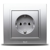 Priza Schuko 16A gri metalizat cu contact de protectie - gama Zena