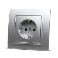 Priza Schuko 16A gri metalizat cu contact de protectie - gama Zena - detaliu