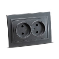 Priza dubla Schuko 16A fume, gama Zena - Elbi - vedere laterala