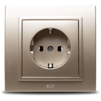 Priza Schuko 16A titan, contact de protectie, gama Zena
