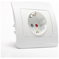 Priza Schuko 16A alba cu protectie copii, gama Jazz - detaliu