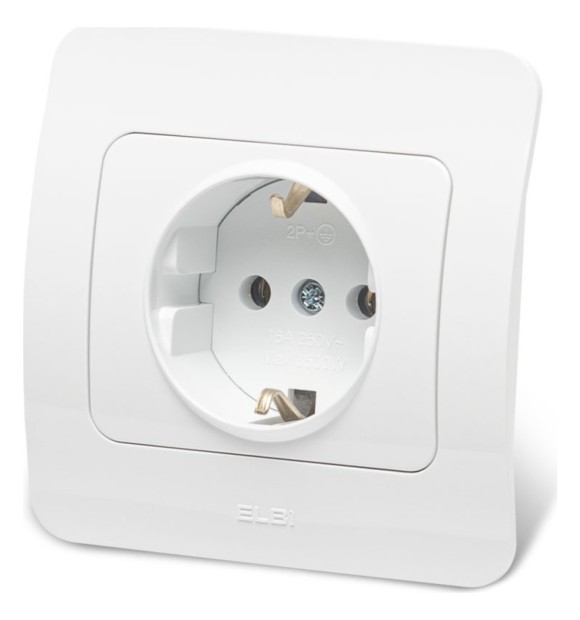 Priza Schuko 16A alba cu contact de protectie - gama Jazz Elbi