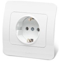 Priza Schuko 16A alba cu contact de protectie - gama Jazz Elbi