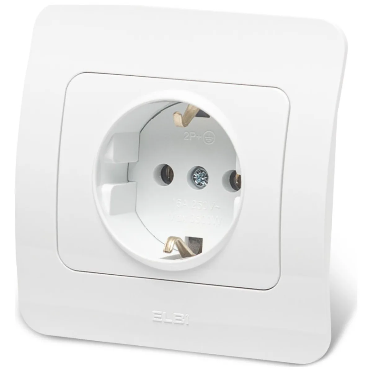 Priza Schuko 16A alba cu contact de protectie - gama Jazz Elbi