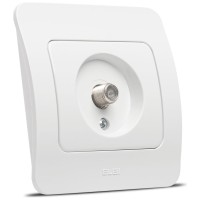 Priza TV alb cu conector F, gama Jazz - Elbi - vedere laterala