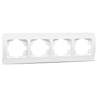 Rama 4 posturi alba Jazz, ornament plastic pentru 4 module - vedere laterala