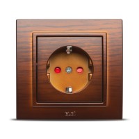 Priza Schuko 16A cu protectie copii, mahon, gama Zena
