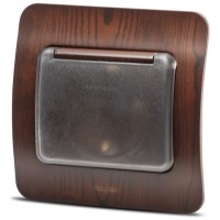Priza Schuko cu capac 16A nuc inchis, gama Jazz - Elbi