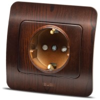 Priza Schuko 16A cu protectie copii nuc inchis Jazz - ELBI