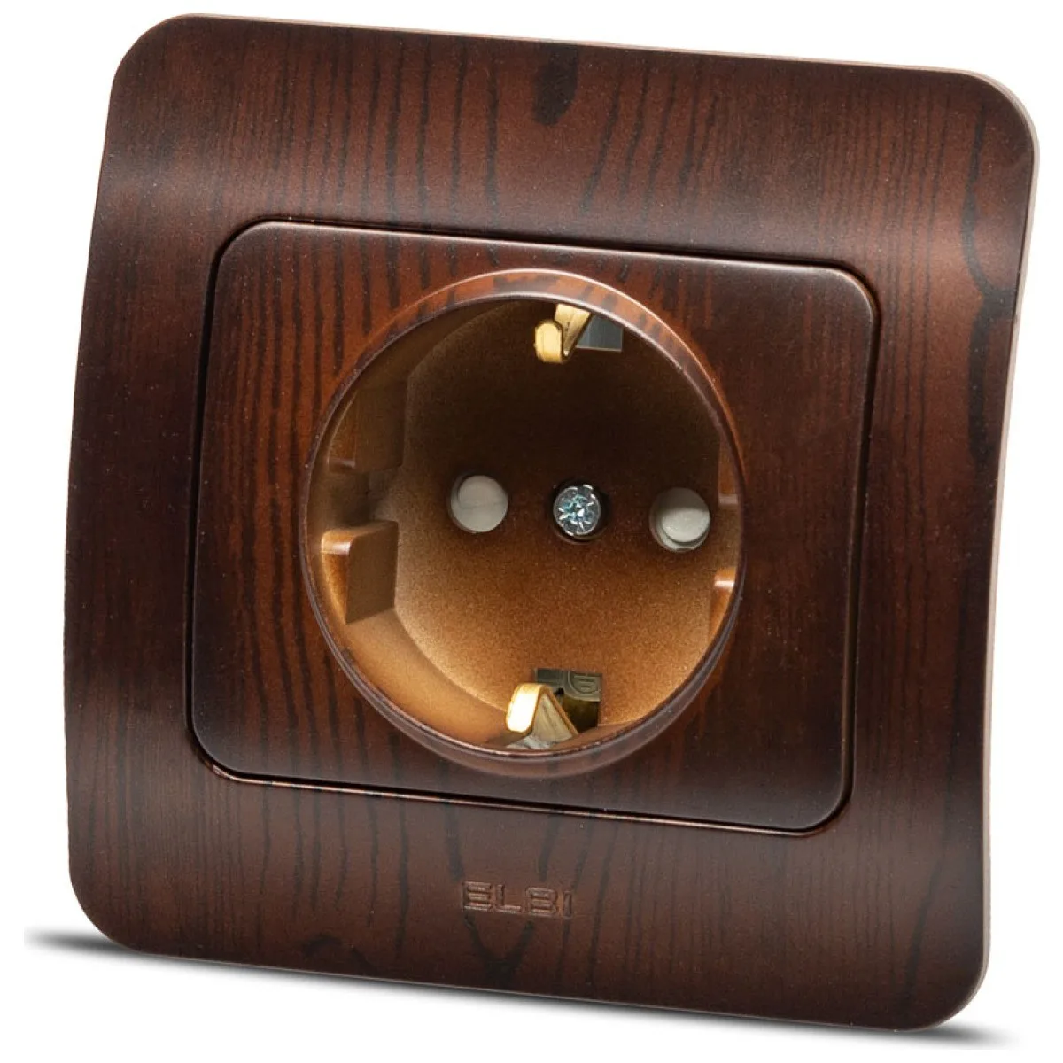 Priza Schuko 16A cu protectie copii nuc inchis Jazz - ELBI