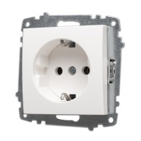 Priza Schuko 16A alb Zena Elbi, cu contact de protectie - vedere laterala