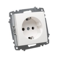Priza Schuko 16A alb Zena Elbi, cu contact de protectie - detaliu