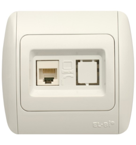 Priza date 1xRJ45 Cat6e UTP alb, gama Zirve