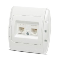 Priza date dubla 2xRJ45 Cat6e UTP alb Zirve - vedere laterala